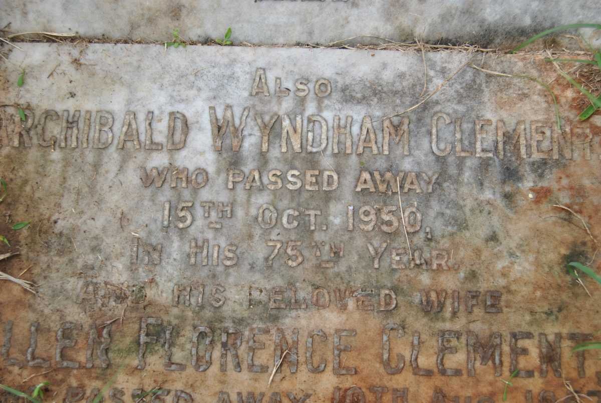 CLEMENT Archibald Wyndham -1950 &amp; Ellen Florence -1957