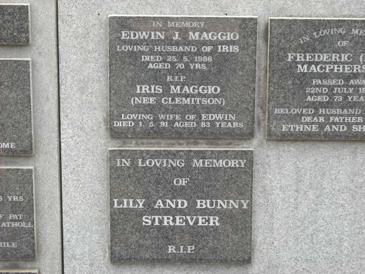 MAGGIO Edwin J. -1986 &amp; Iris CLEMITSON -1991 :: STREVER Bunny &amp; Lily -1980