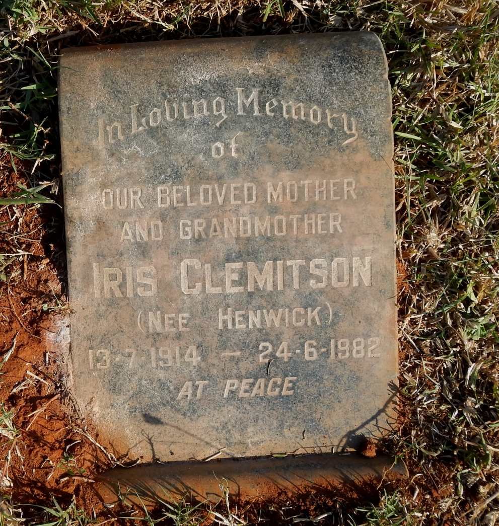 CLEMITSON Iris nee HENWICK 1914-1982