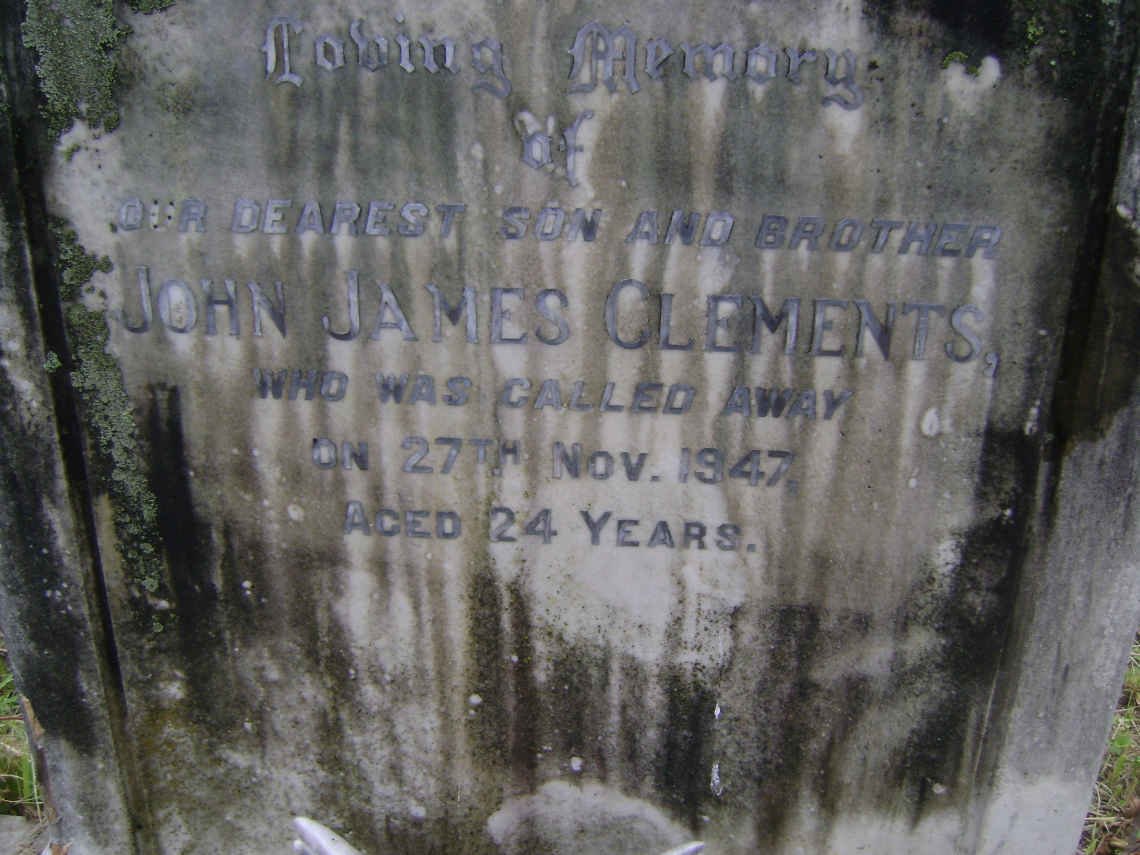 CLEMENTS John James -1962 &amp; Clarissa Rebecca -1977 :: CLEMENTS John James -1947