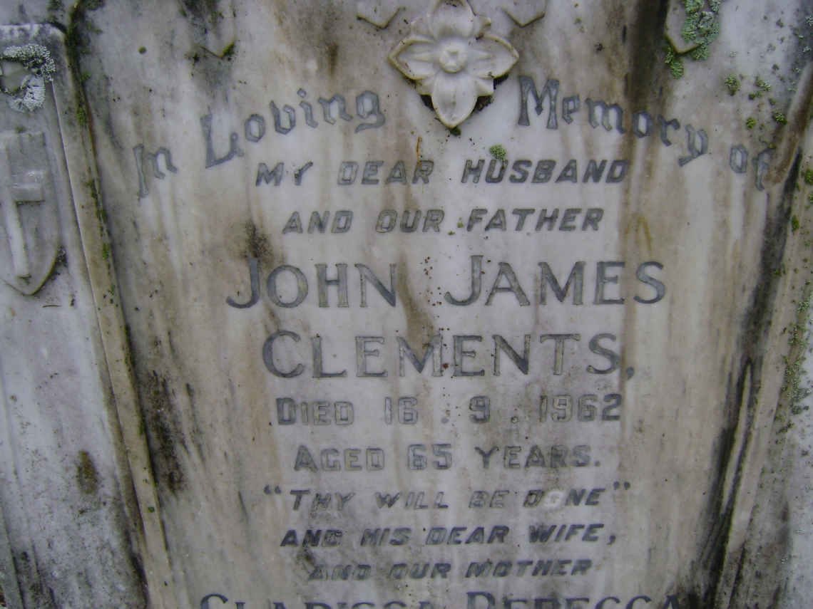 CLEMENTS John James -1962 &amp; Clarissa Rebecca -1977 :: CLEMENTS John James -1947