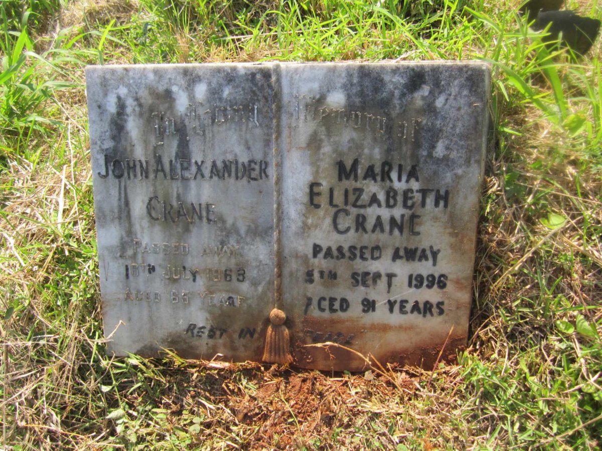 CRANE John Alexander  -1963 &amp; Maria Elizabeth  -1996
