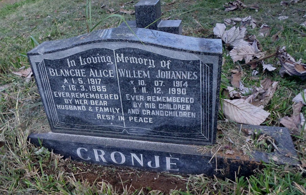 CRONJE Willem Johannes 1914-1990 &amp; Blanche Alice 1917-1985