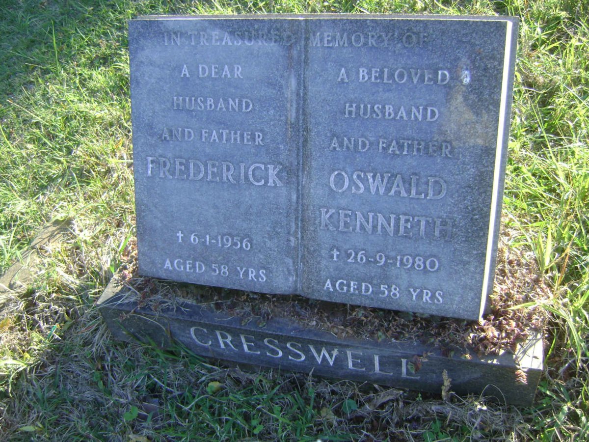 CRESSWELL Frederick -1956 &amp; Oswald Kenneth -1980