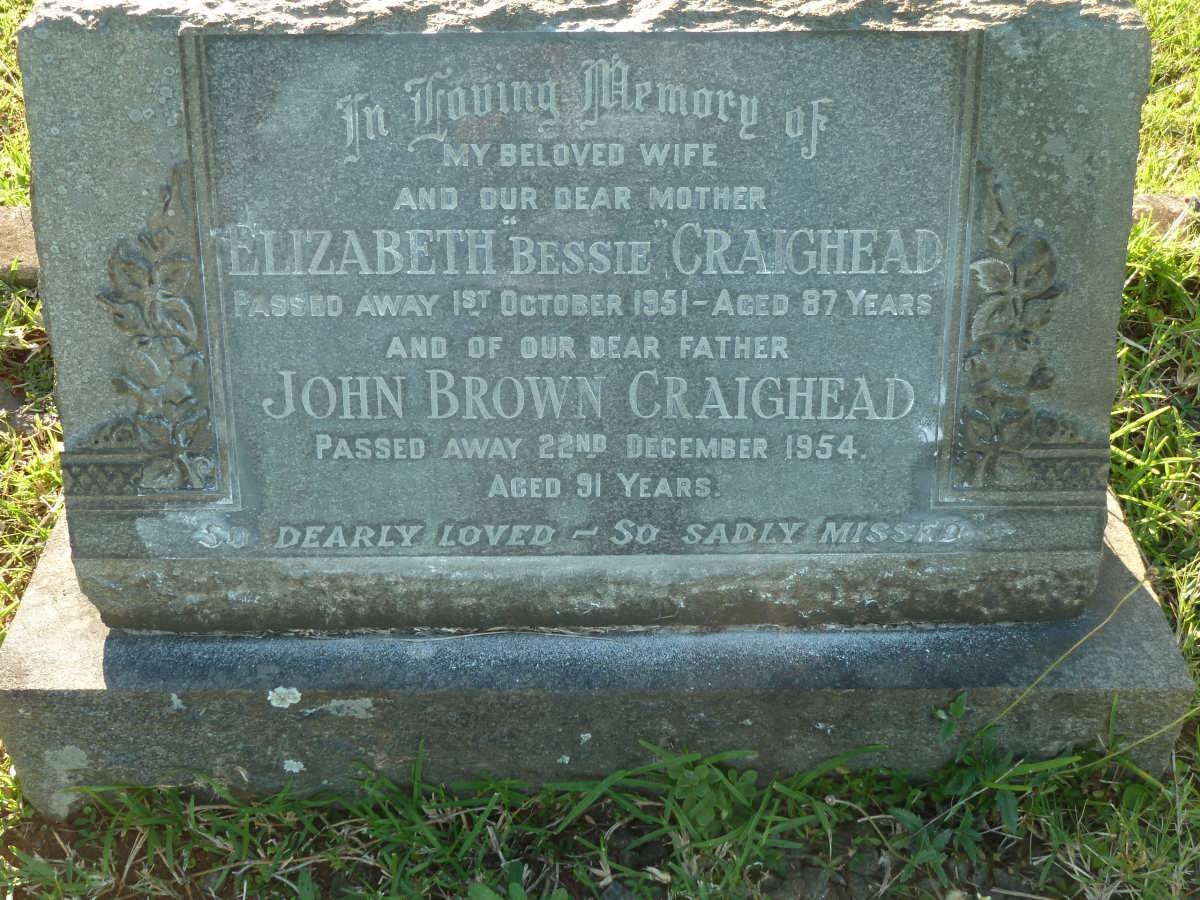 CRAIGHEAD John Brown -1954 &amp; Elizabeth -1951