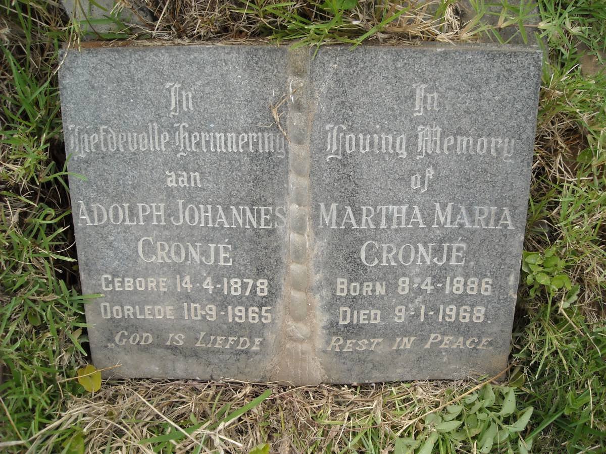 CRONJE Adolph Johannes 1878-1965 &amp; Martha Maria 1886-1968
