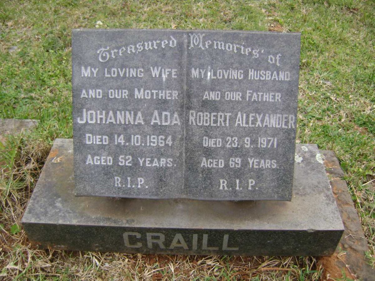 CRAILL Robert Alexander -1971 &amp; Johanna Ada -1964