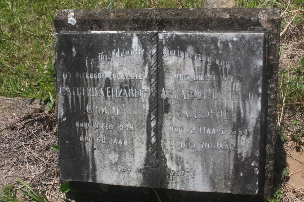 CRONJE Abraham Marthinus -1954 &amp; Catherina Elizabeth -1949