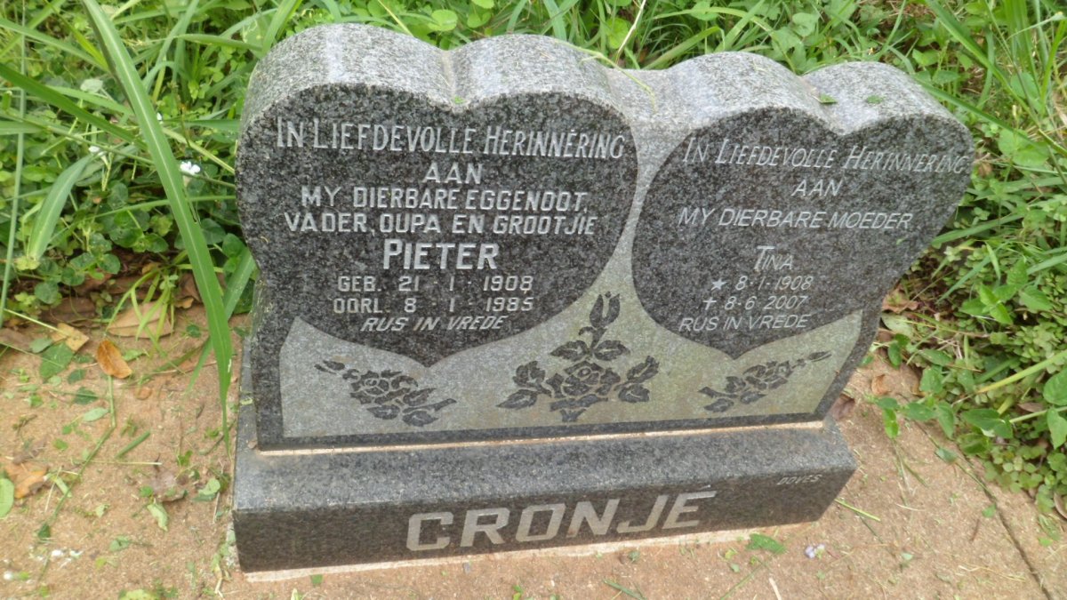 CRONJE Pieter 1908-1985 &amp; Tina 1908-2007