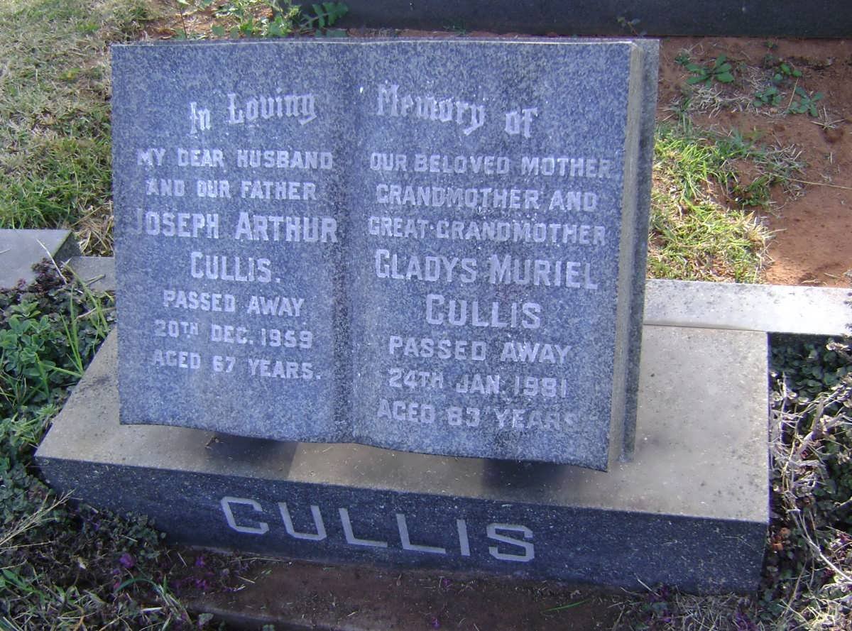 CULLIS Joseph Arthur -1959 &amp; Gladys Muriel -1981