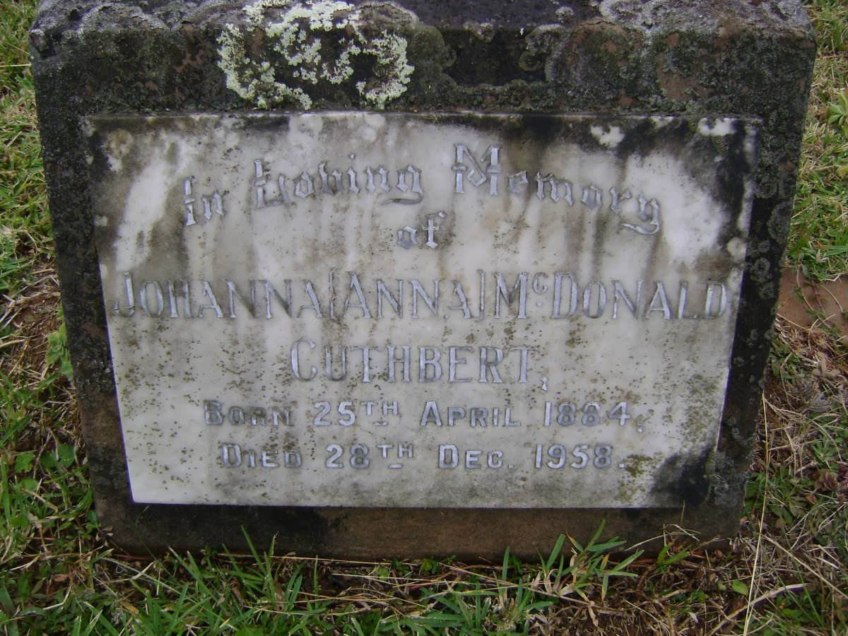 CUTHBERT Johanna McDonald 1884-1958