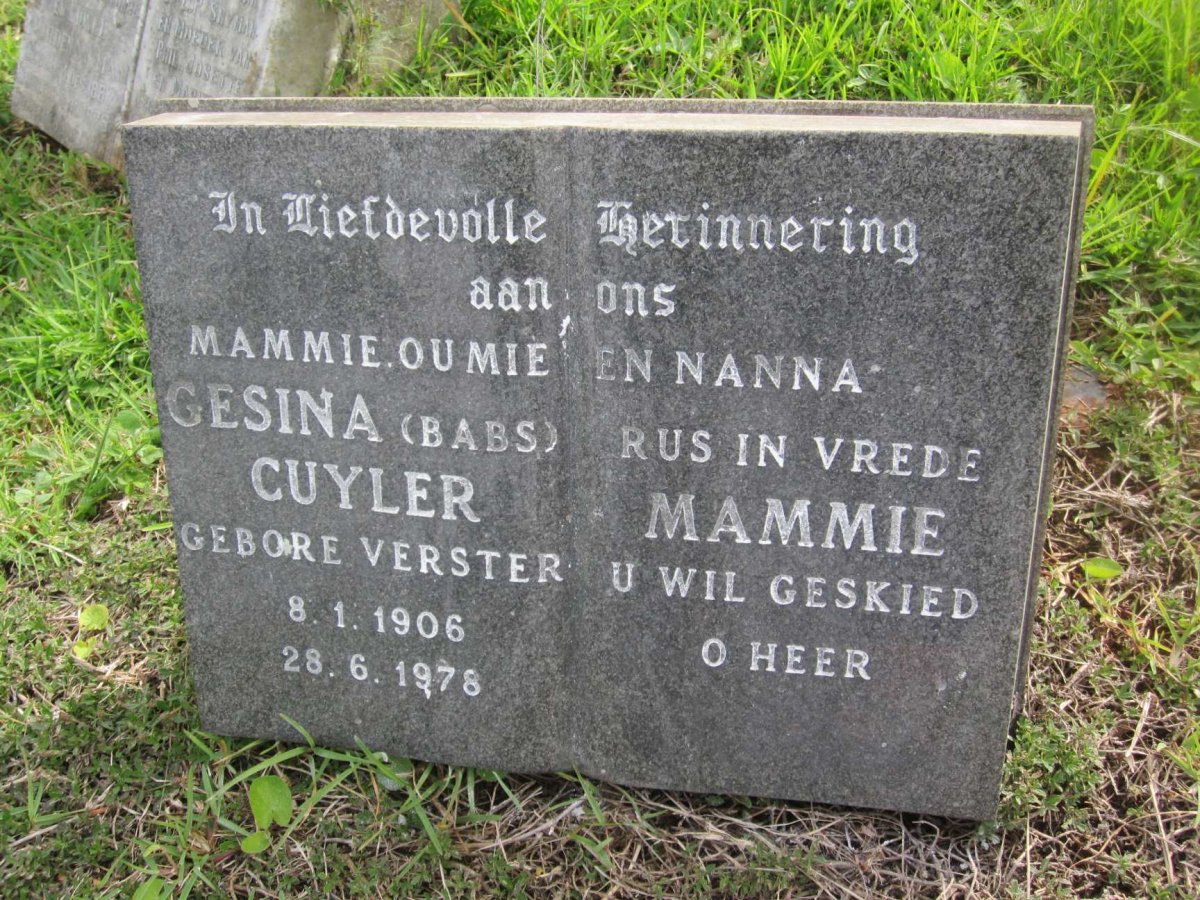 CUYLER Gesina nee VERSTER 1906-1976