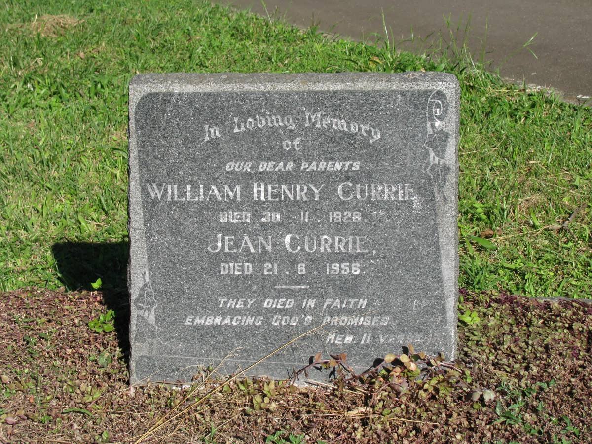 CURRIE William Henry -1928 &amp; Jean -1956