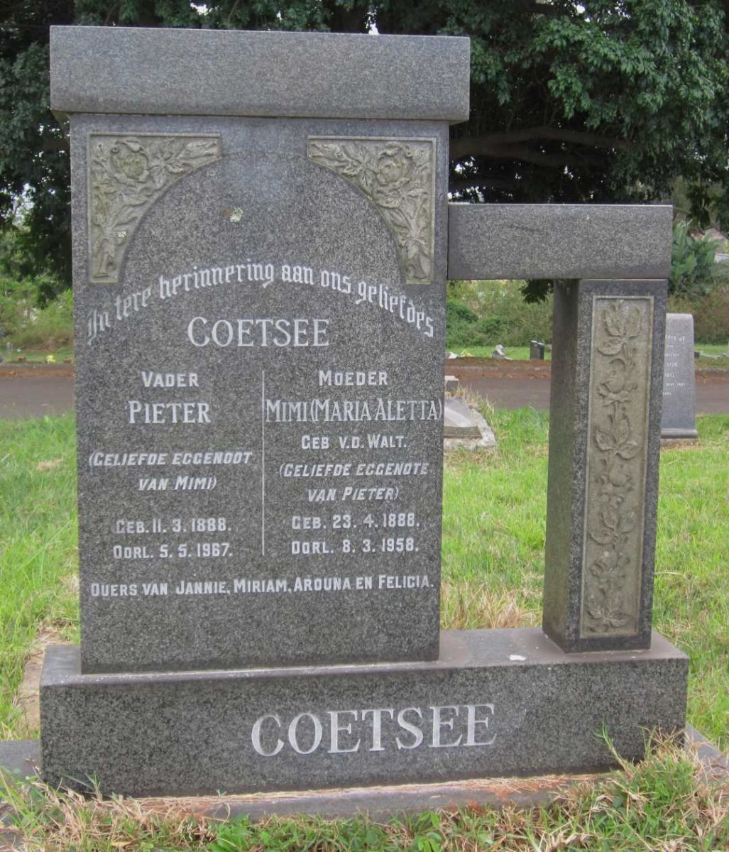 COETSEE Pieter 1888-1967 &amp; Maria Aletta v.d. WALT 1888-1958