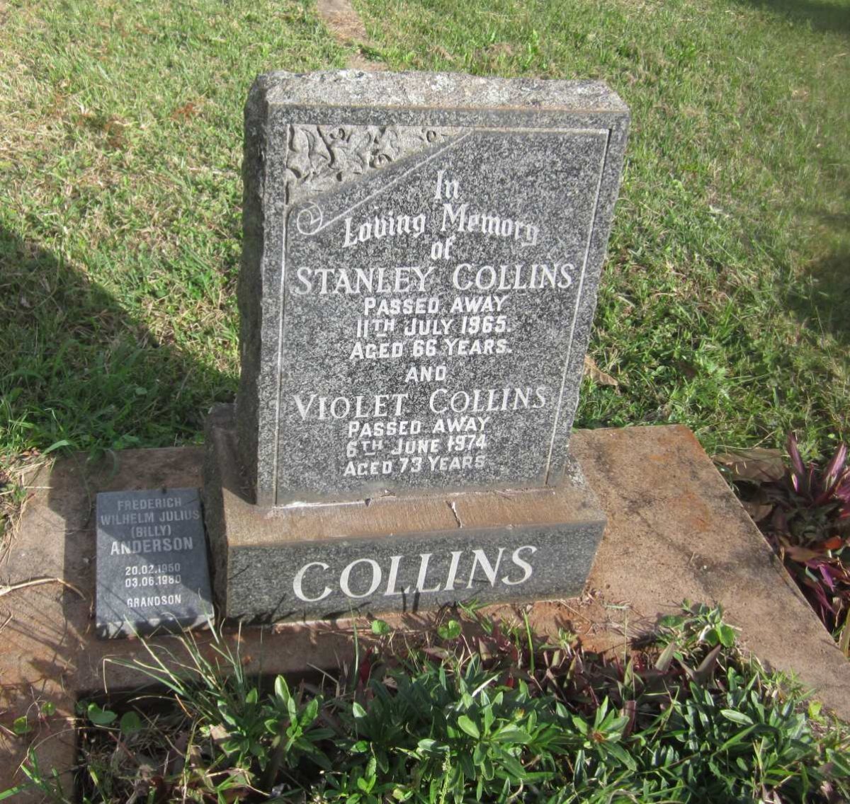 COLLINS Stanley -1965 &amp; Violet -1974 :: ANDERSON Frederich Wilhelm Julius 1950-1980