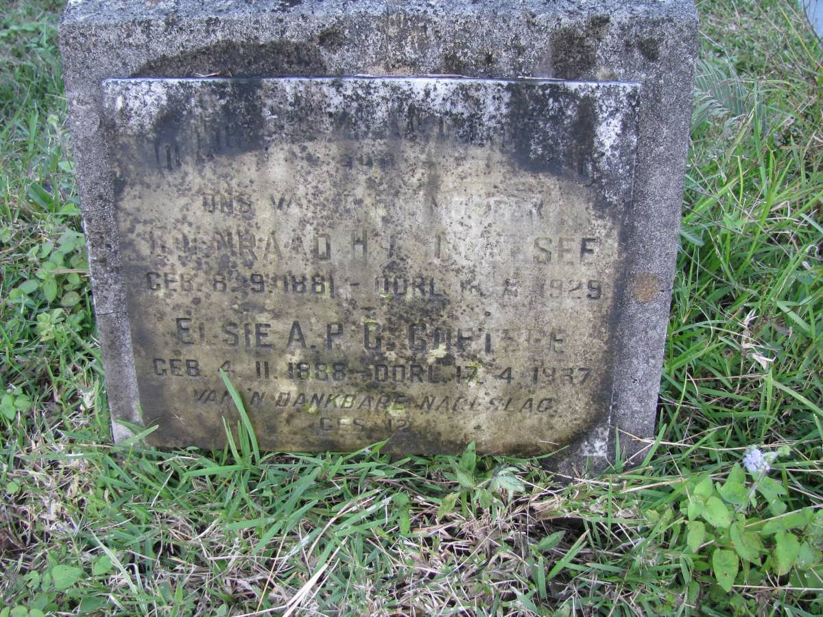 COETSEE Coenraad H.L. 1881-1929 &amp; Elsie A.P. 1888-1937