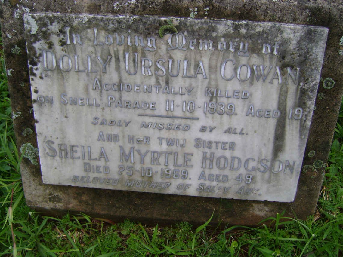 COWAN Dolly Ursula -1939 :: HODGSON Sheila Myrtle -1969
