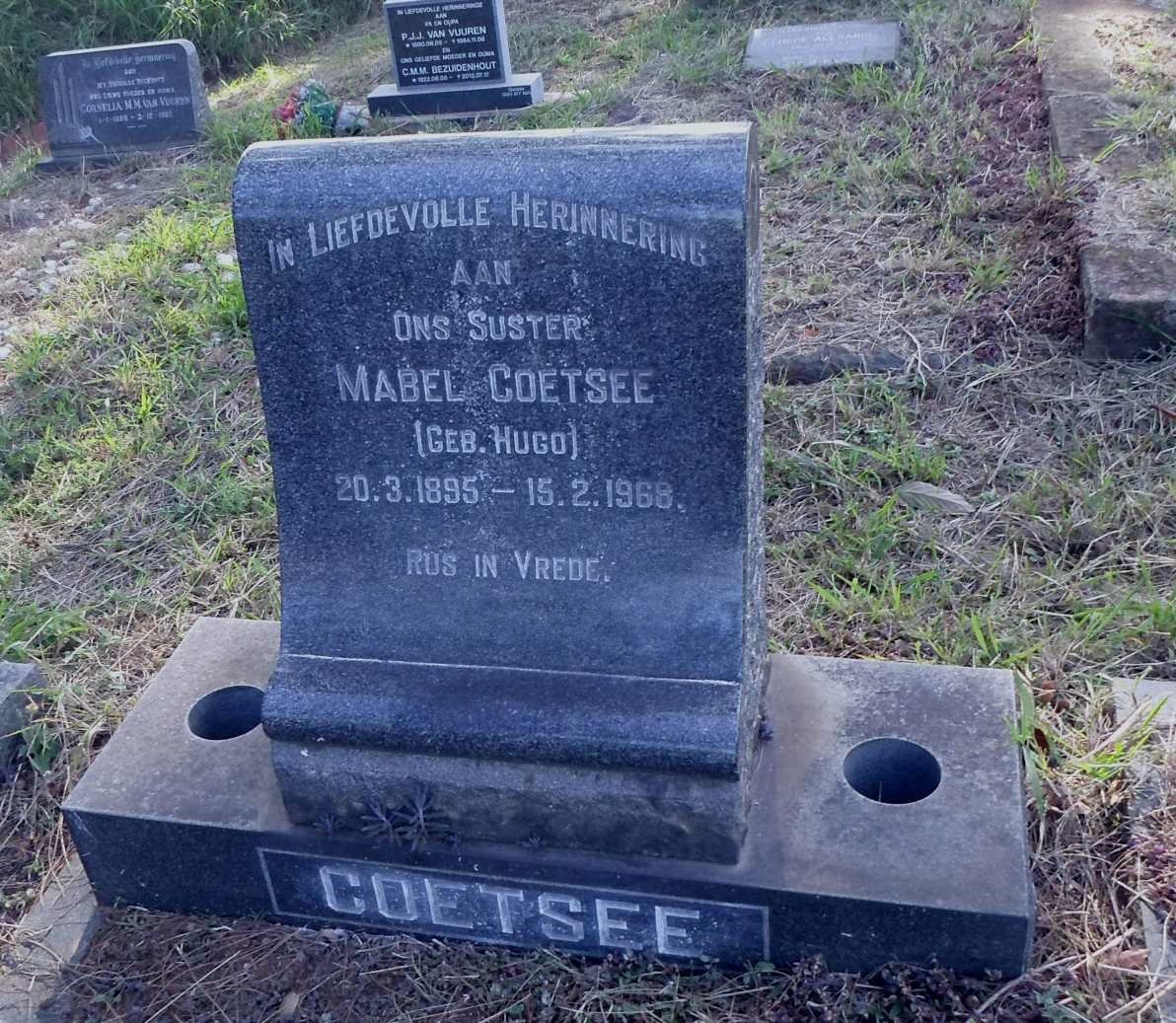 COETSEE Mabel nee HUGO 1895-1968