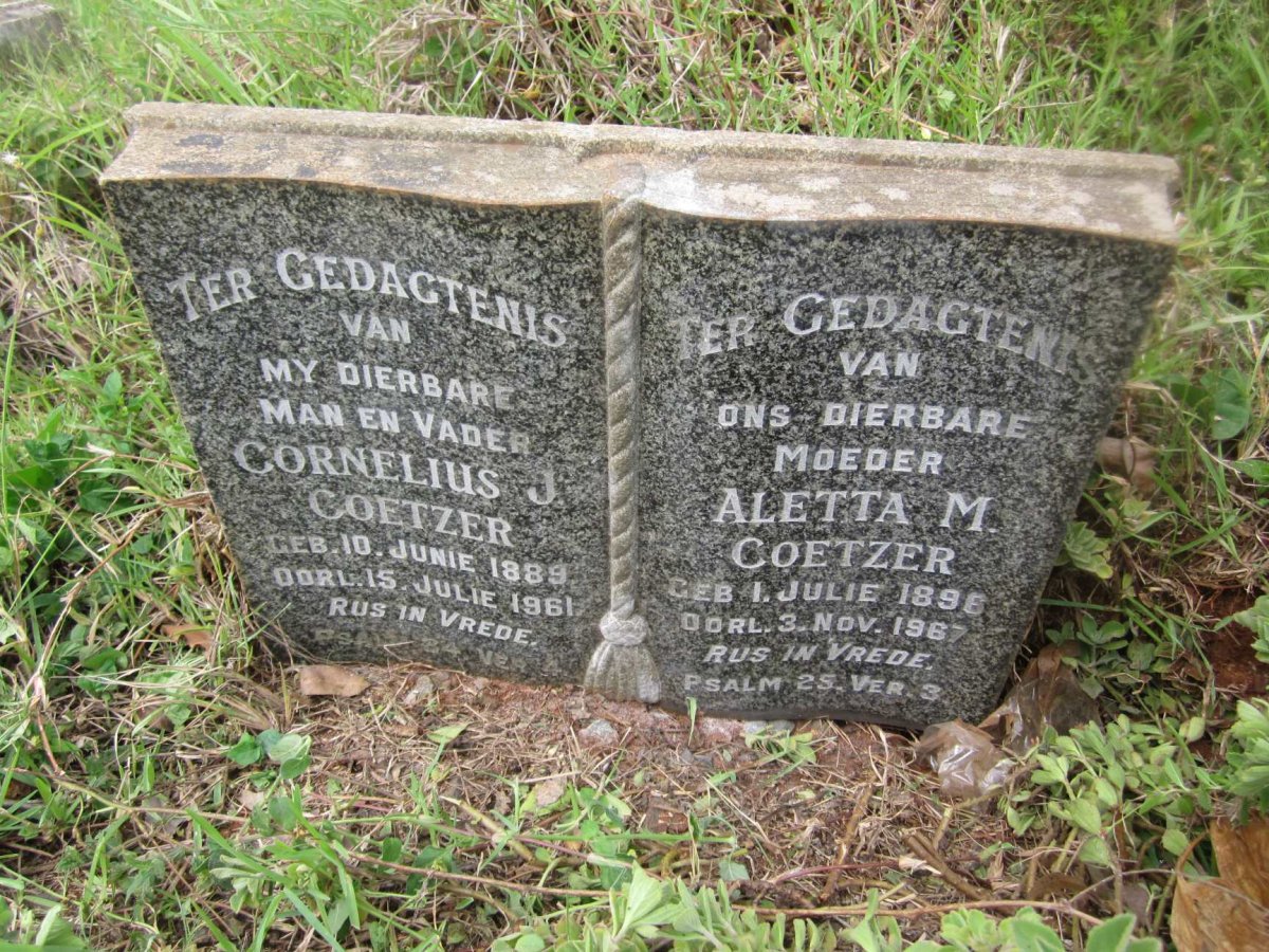 COETZER Cornelius J. 1889-1961 &amp; Aletta M. 1896-1967