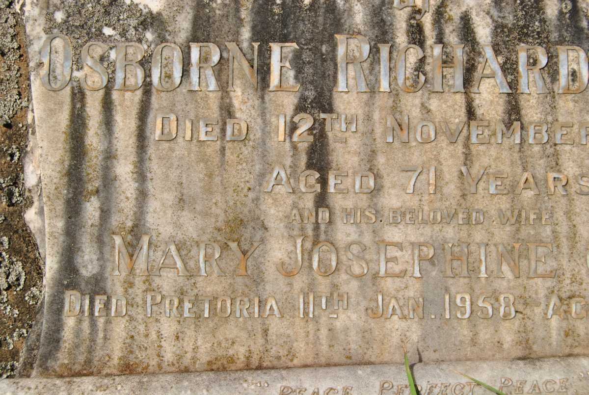 COLEY Osborne Richard -1927 &amp; Mary Josephine -1958
