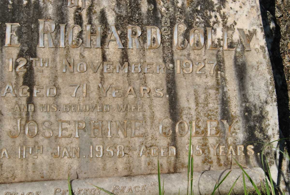COLEY Osborne Richard -1927 &amp; Mary Josephine -1958