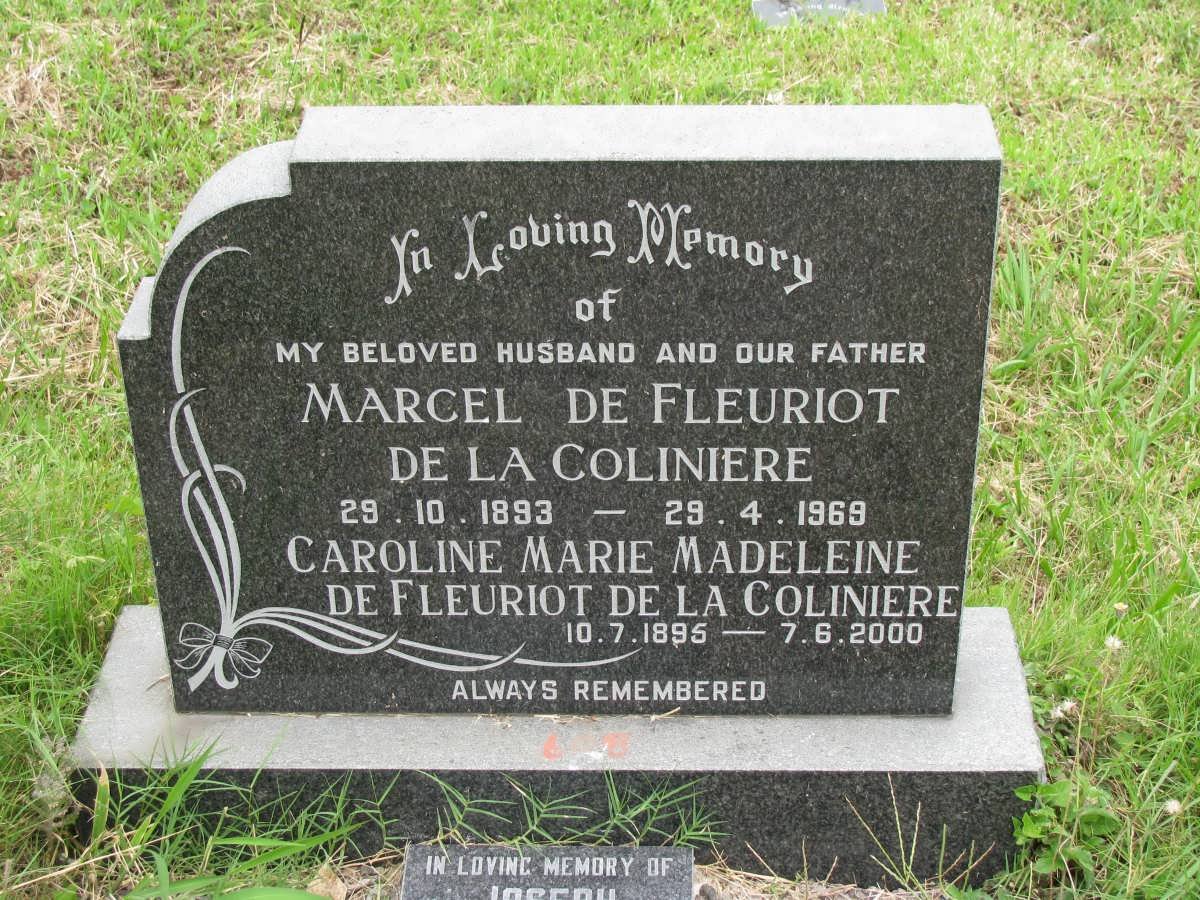 COLINIERE Marcel, De Fleuriot De La 1893-1969 &amp; Caroline Marie Madeleine 1895-2000
