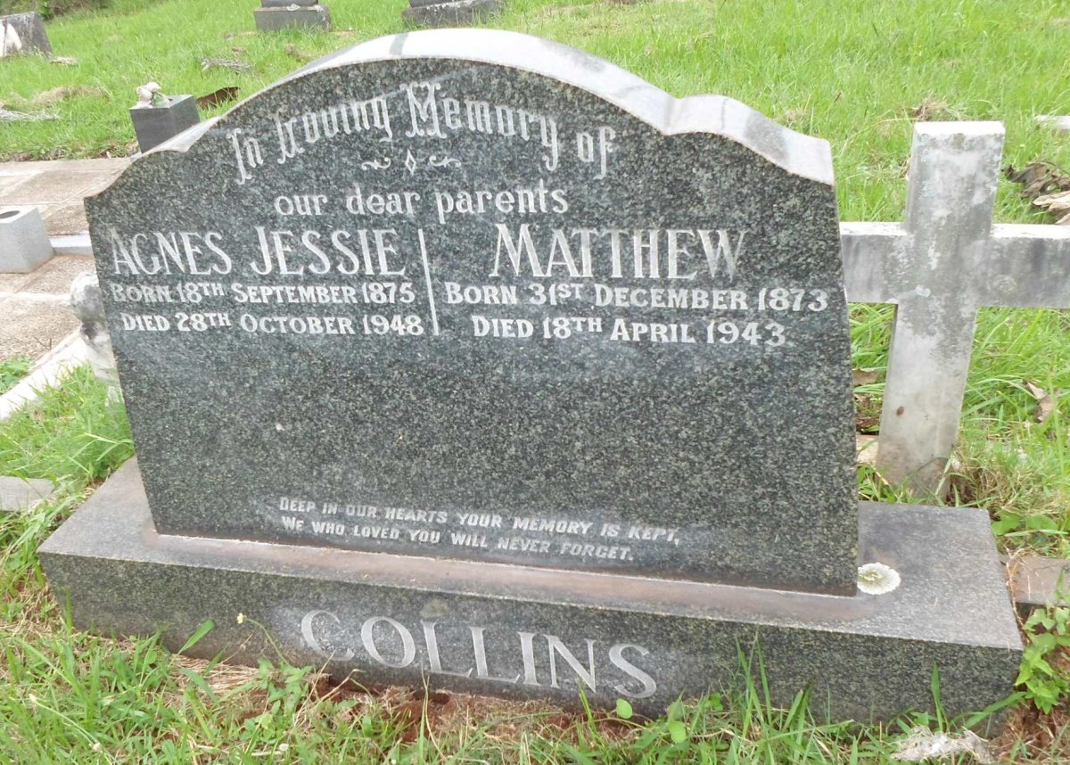 COLLINS Matthew 1873-1943 &amp; Agnes Jessie 1875-1948