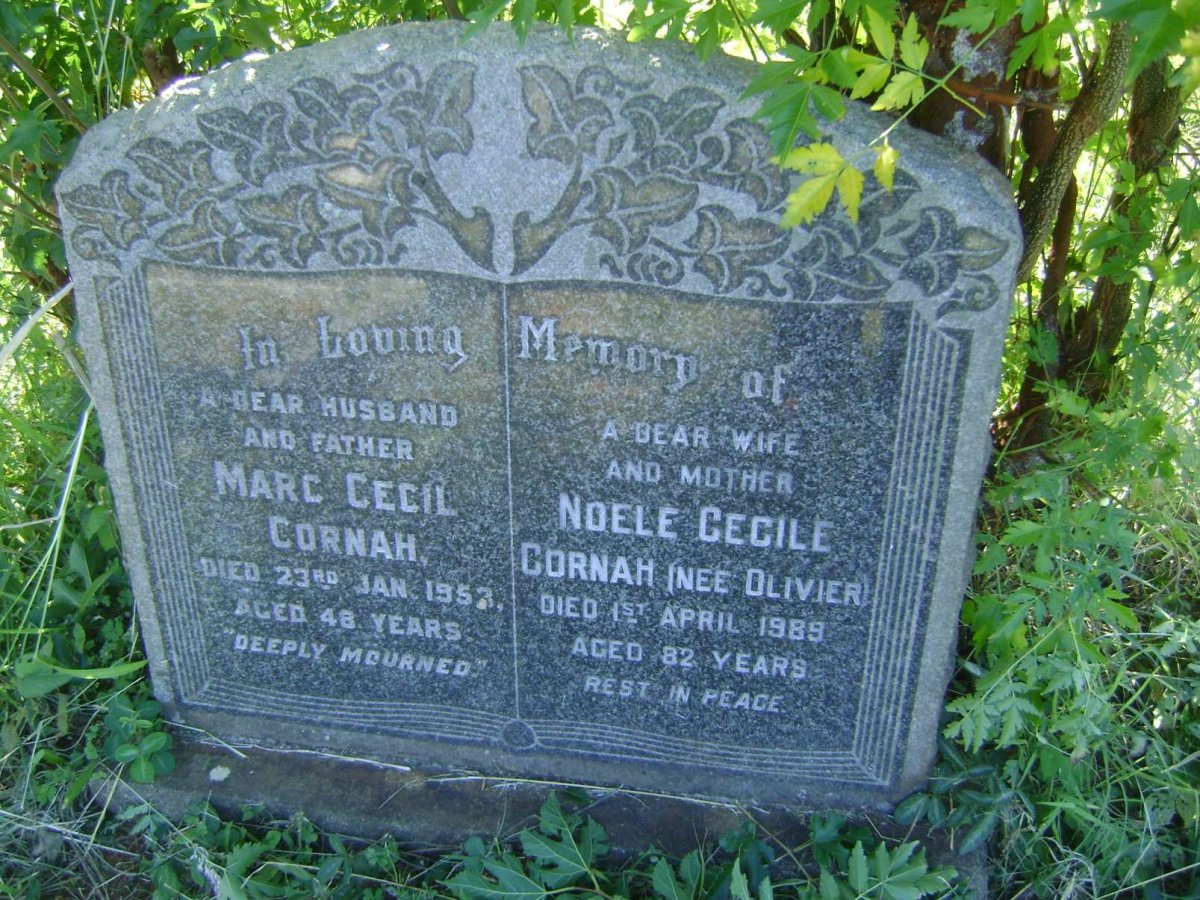 CORNAH Marc Cecil -1953 &amp; Noele Cecile OLIVIER -1989