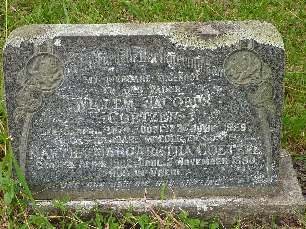 COETZEE Willem Jacobus 1874-1959 &amp; Martha Margaretha 1902-1980