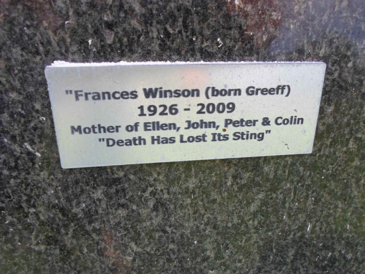 WINSON Francis nee GREEFF 1926-2009