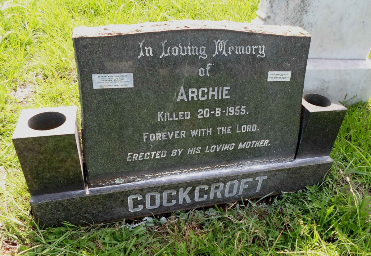 COCKROFT Archie -1955 :: WINSON Francina Wilhelmina formerly BISSET formerly COCKROFT nee GREEFF 1926-2009