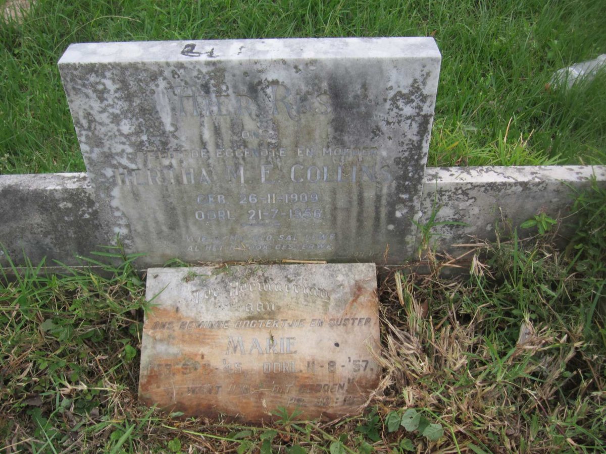 COLLINS Hertha Marie Emily 1909-1956 :: COLLINS Marie Dorothea 1945-1957