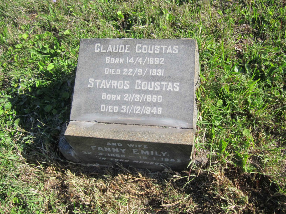 COUSTAS Stavros 1860-1948 &amp; Fanny Emily 1869-1953 :: COUSTAS Claude 1892-1931