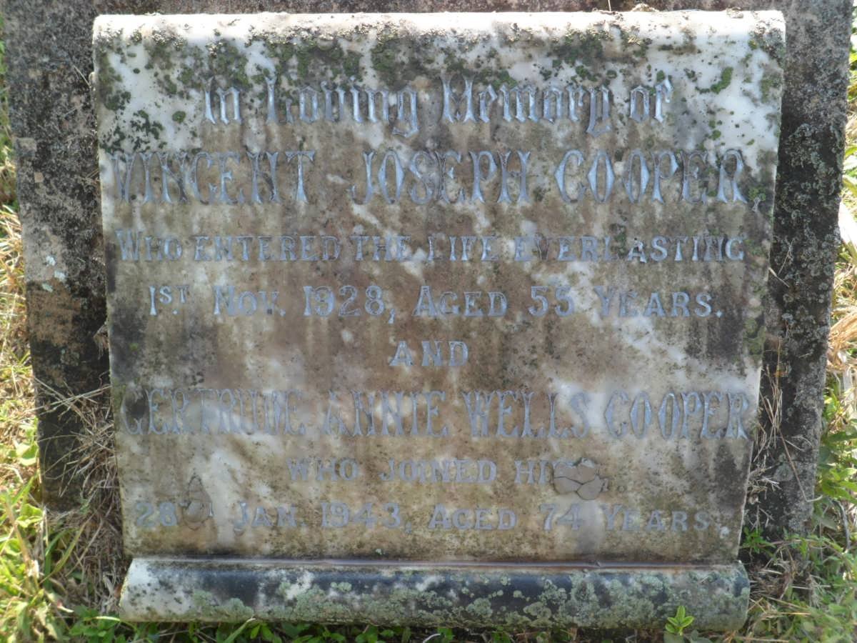 COOPER Vincent Joseph -1928 &amp; Gertrude Annie Wells -1943