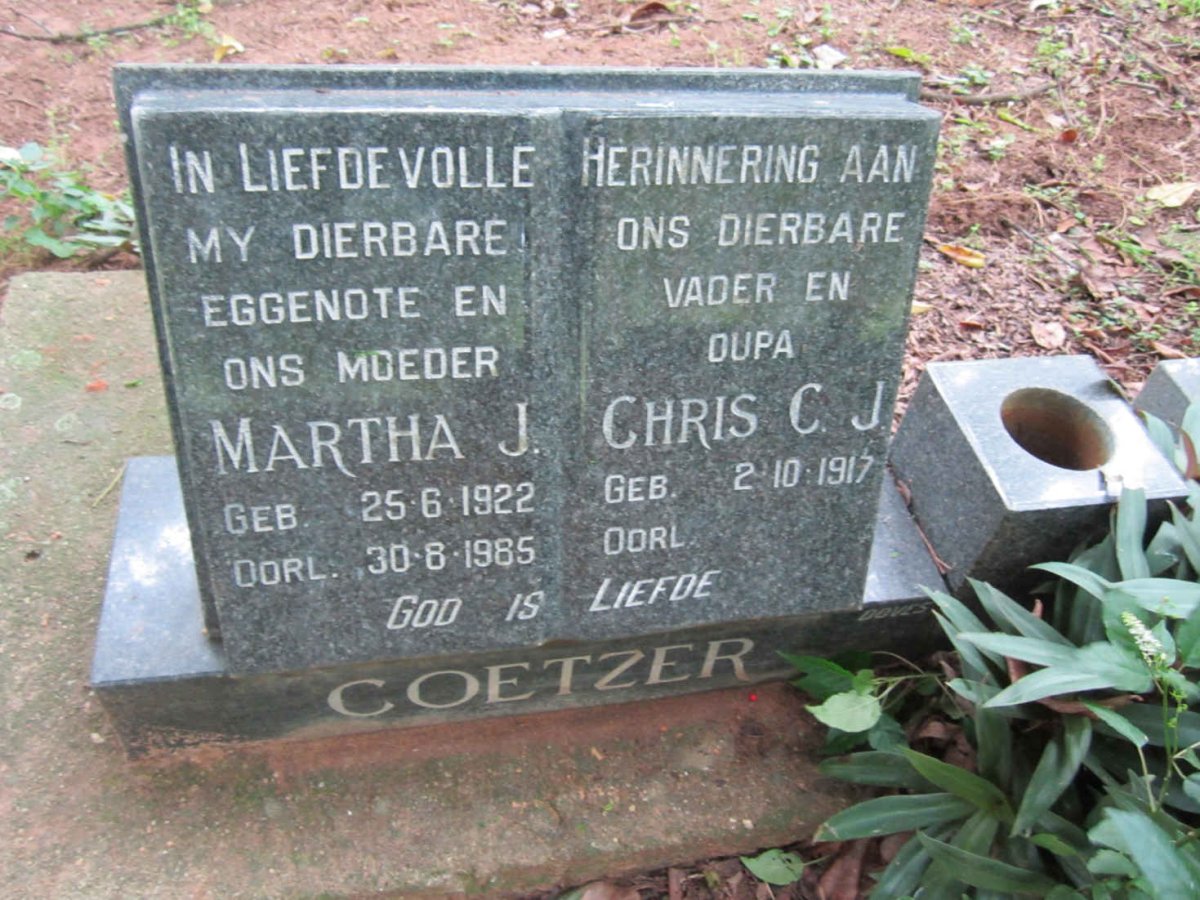 COETZER Chris C.J. 1917- &amp; Martha J. 1922-1985