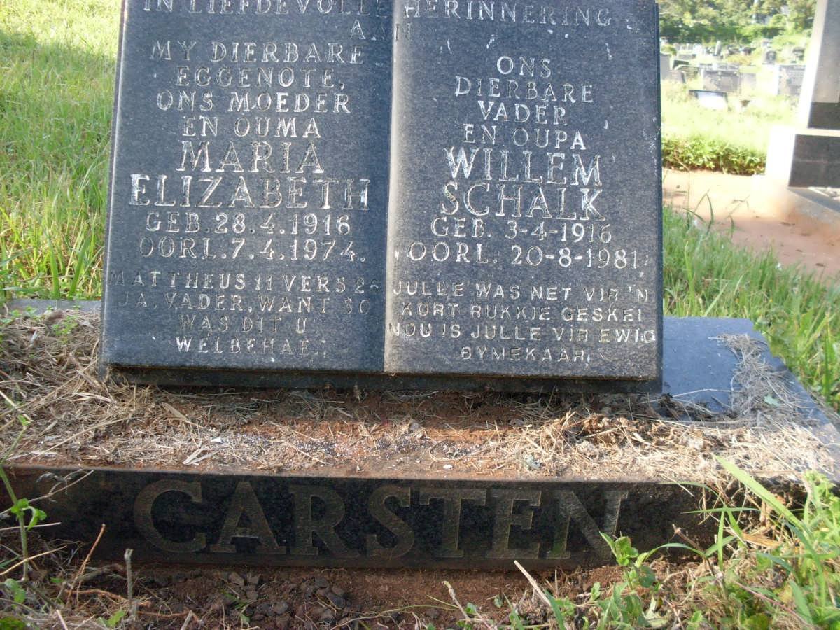 CARSTEN Willem Schalk 1915-1981 &amp; Maria Elizabeth 1916-1974