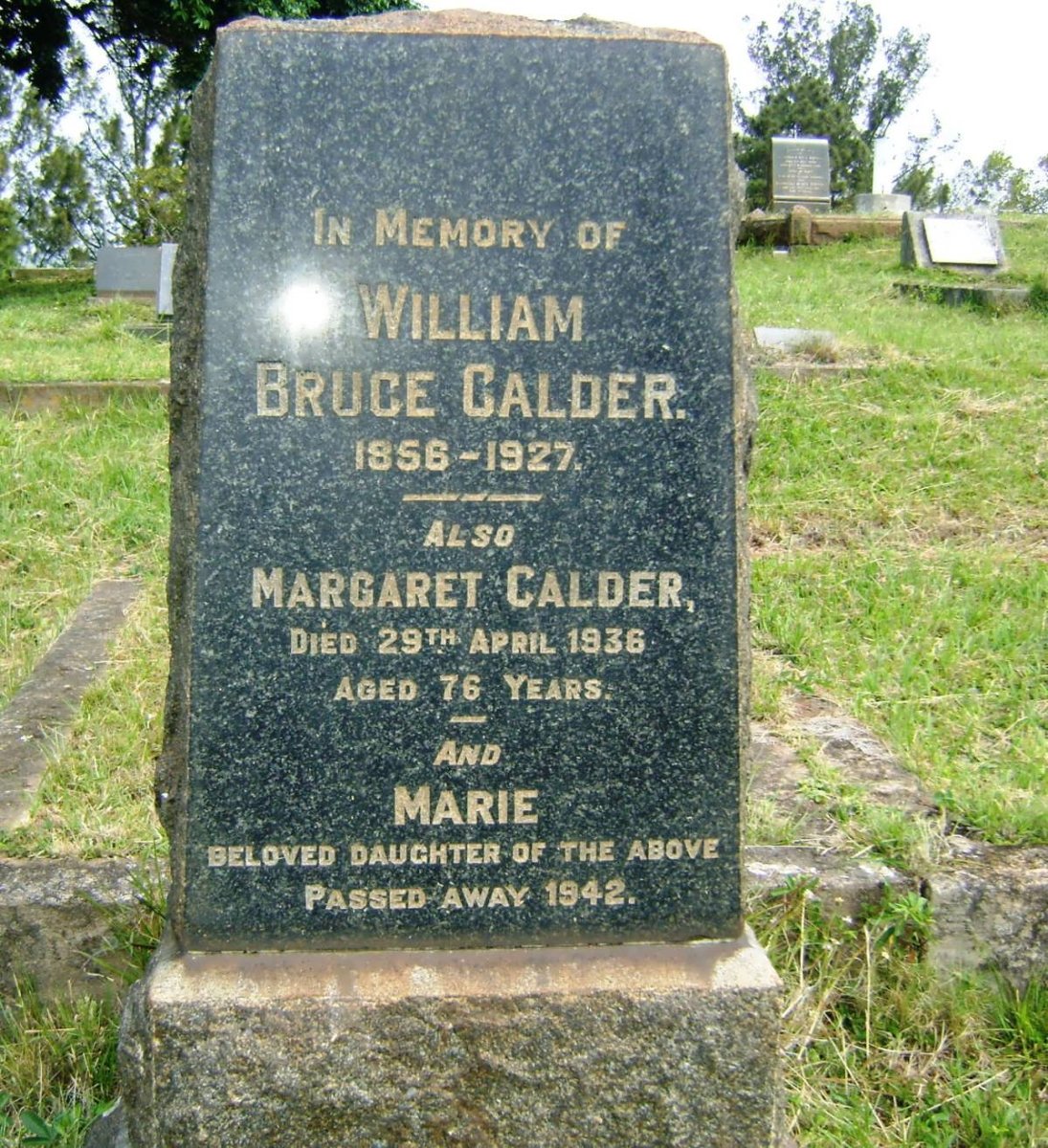 CALDER William Bruce 1856-1927 &amp; Margaret -1936 :: CALDER Marie -1942