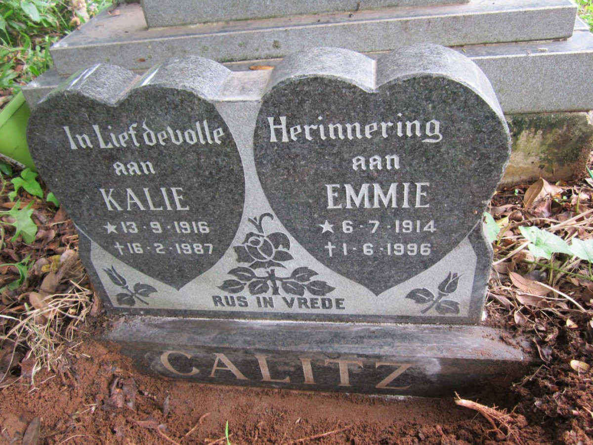 CALITZ Kalie 1916-1987 &amp; Emmie 1914-1996