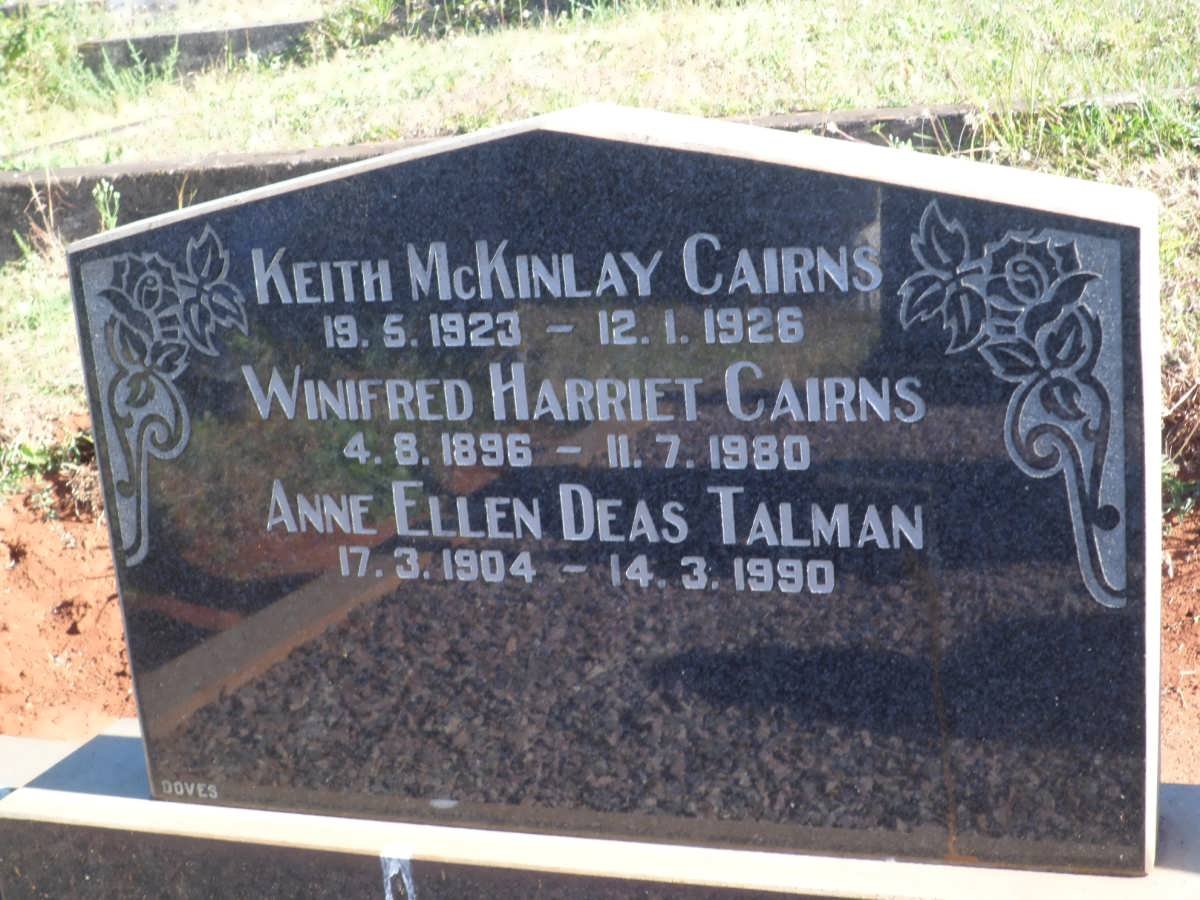 CAIRNS Winifred Harriet 1896-1980 :: CAIRNS Keith McKinlay 1923-1926 :: TALMAN Anne Ellen Deas 1904-1990