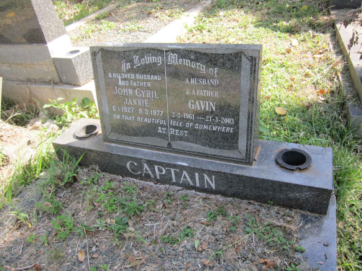CAPTAIN John Cyril 1927-1977 :: CAPTAIN Gavin 1961-2003