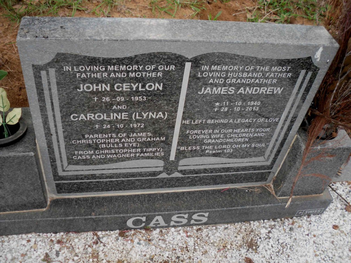 CASS John Ceylon -1953 &amp; Caroline -1972 :: CASS James Andrew 1940-2013