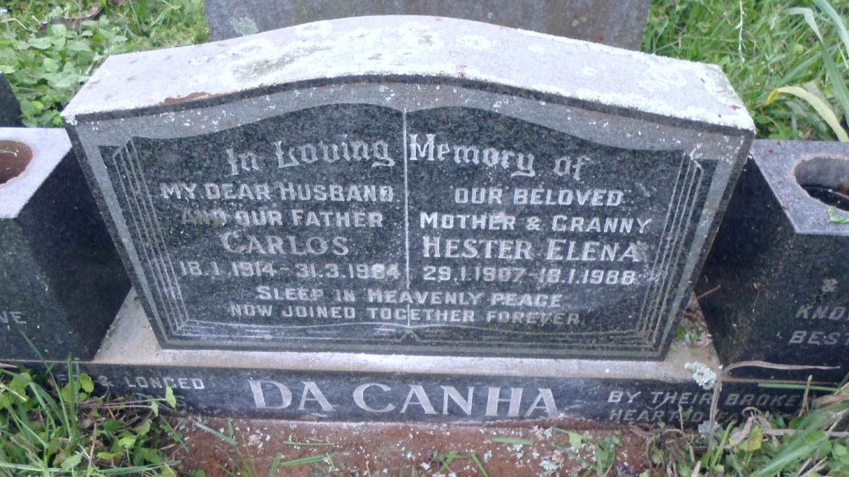 CANHA Carlos, da 1914-1984 &amp; Hester Elena 1907-1988