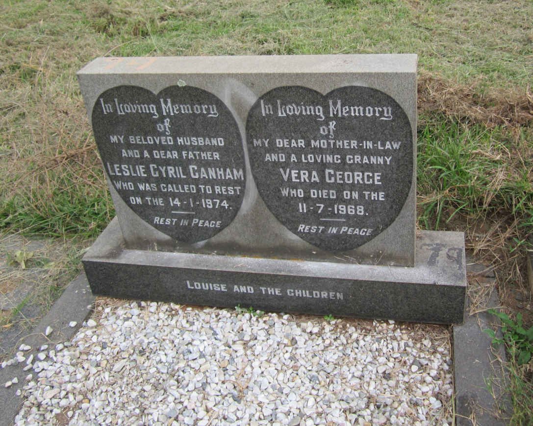 CANHAM Leslie Cyril -1974 :: GEORGE Vera -1968