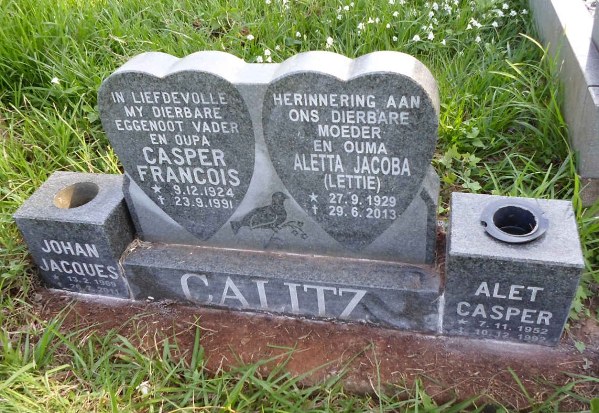 CALITZ Casper Francois 1924-1991 &amp; Aletta Jacoba 1929-2013