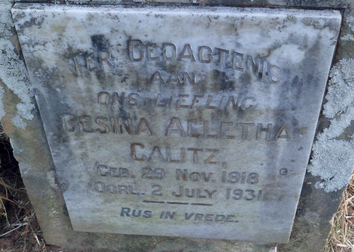 CALITZ Gesina Alletha 1918-1931
