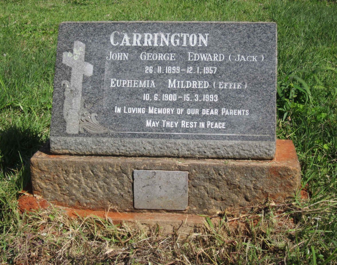 CARRINGTON John George Edward 1899-1957 &amp; Euphemia Mildred 1900-1993