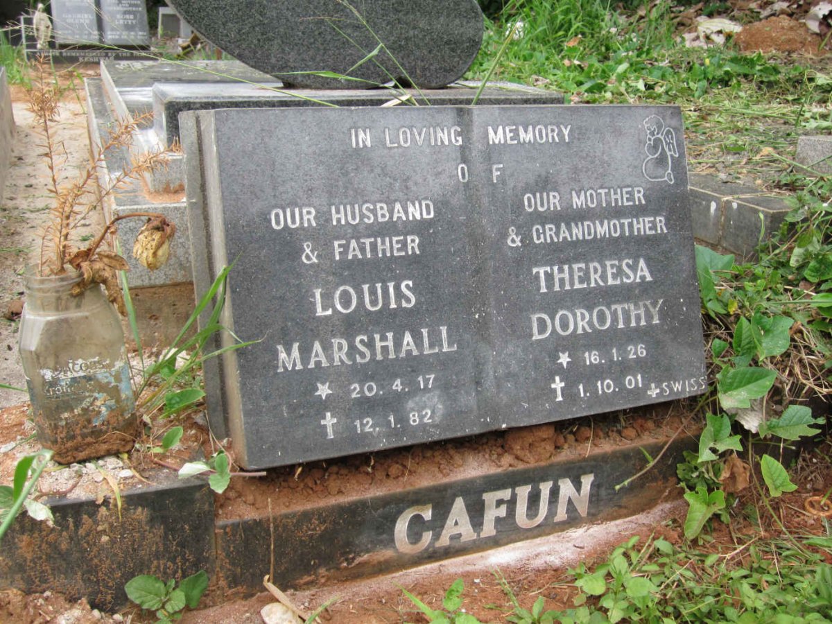 CAFUN Louis Marshall 1917-1982 &amp; Theresa Dorothy 1926-2001
