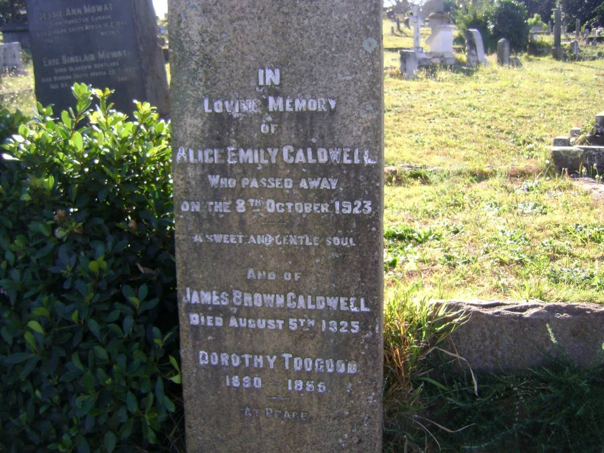 CALDWELL James Brown -1925 &amp; Alice Emily -1923 :: TOOGOOD Dorothy 1890-1955