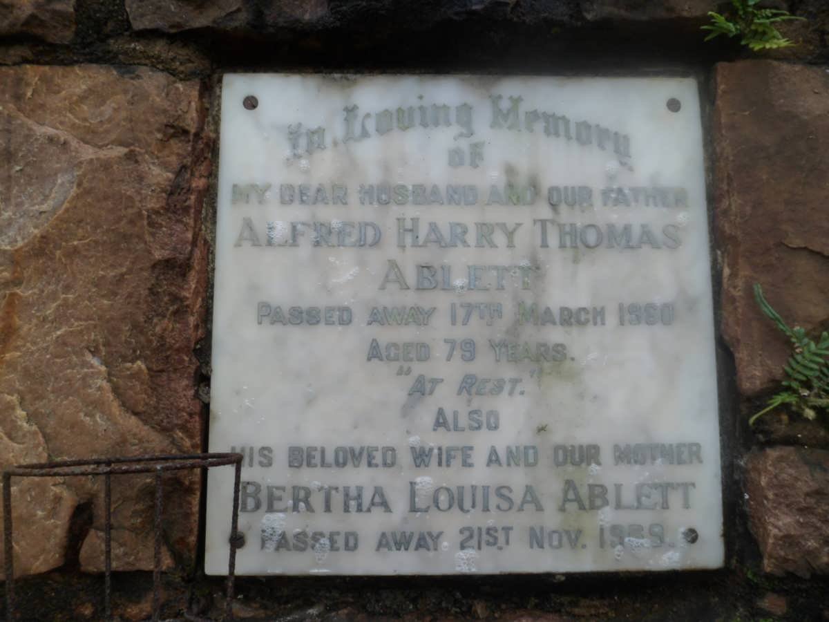 ABLETT Alfred Harry Thomas -1960 &amp; Bertha Louisa -1969