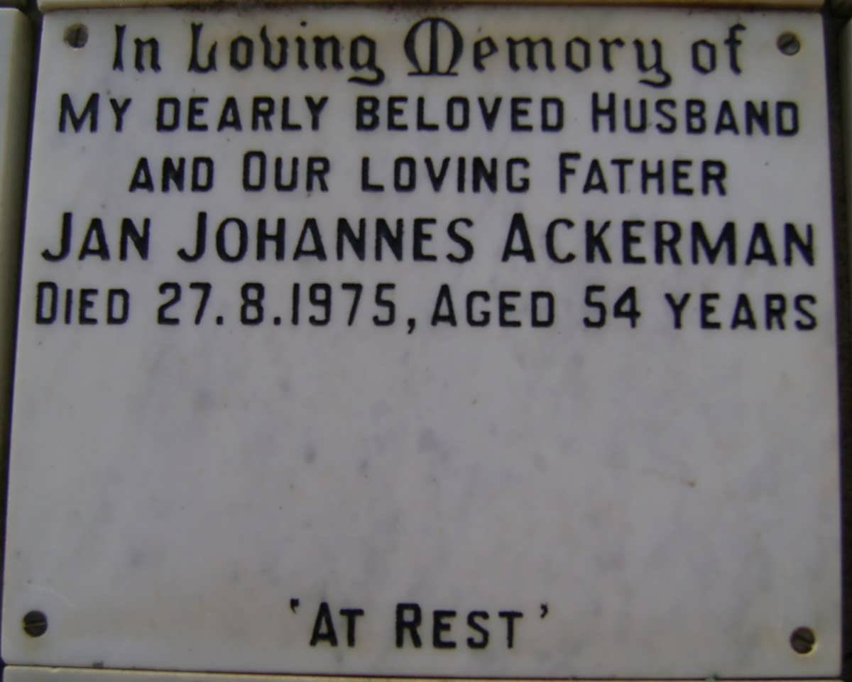 ACKERMAN Jan Johannes -1975